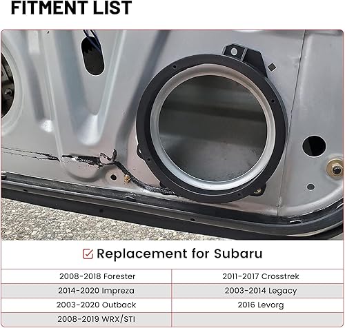 Miniatura 2 de RED WOLF Adaptador de altavoz de puerta delantera de 6.5 pulgadas para Subaru Forester Impreza Outback WRXSTI Install 6-12" Aftermarket Audio