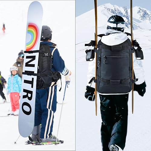 Miniatura 2 de AUMTISC Mochila de esquí, mochila ligera de snowboard de 25 litros, mochila de hidratación para esquí, snowboard, senderismo, viajes, Negro -,