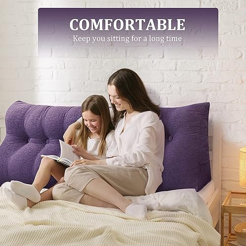 Miniatura 2 de Almohada de cuña grande para cabecero, cojín de respaldo para adultos para sentarse en la cama, almohada ergonómica de lectura para posicionamiento
