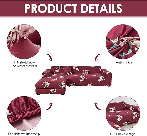 Miniatura 3 de JOYDREAM 2 fundas de sofá para salas seccionales, fundas de sofá impresas en forma de L, fundas elásticas para sofá seccional, fundas de sofá con 2