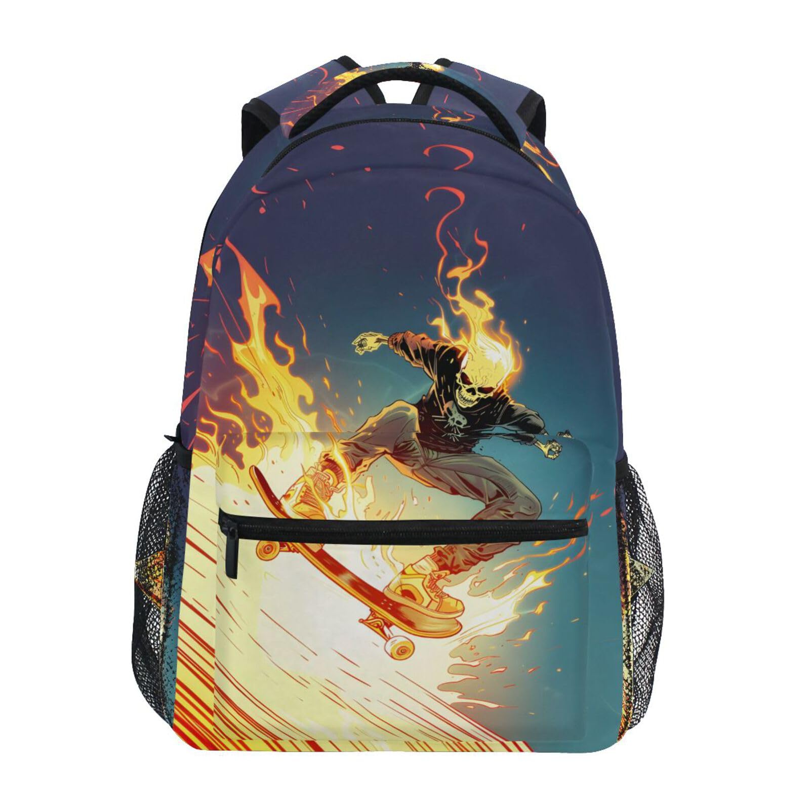 JIPONI Ghost Rider Backpack For Girls Boys, Student School Bag Bookbag Travel Laptop Backpack Purse Daypack