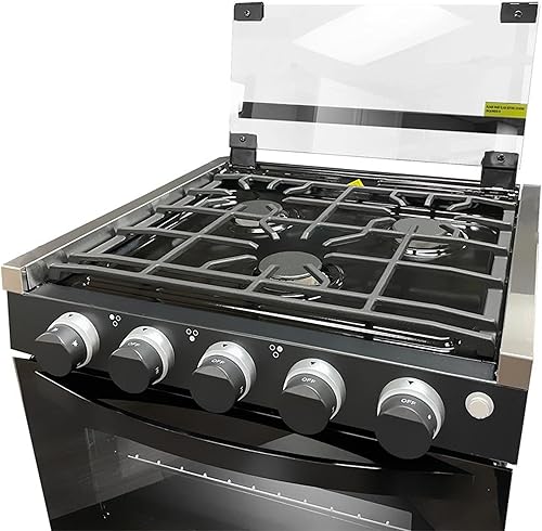 Greystone, estufa de gas RV de 17 pulgadas, combo de estufa y horno, 12 voltios, LP, 3 quemadores, molduras de acero inoxidable con pomospuerta