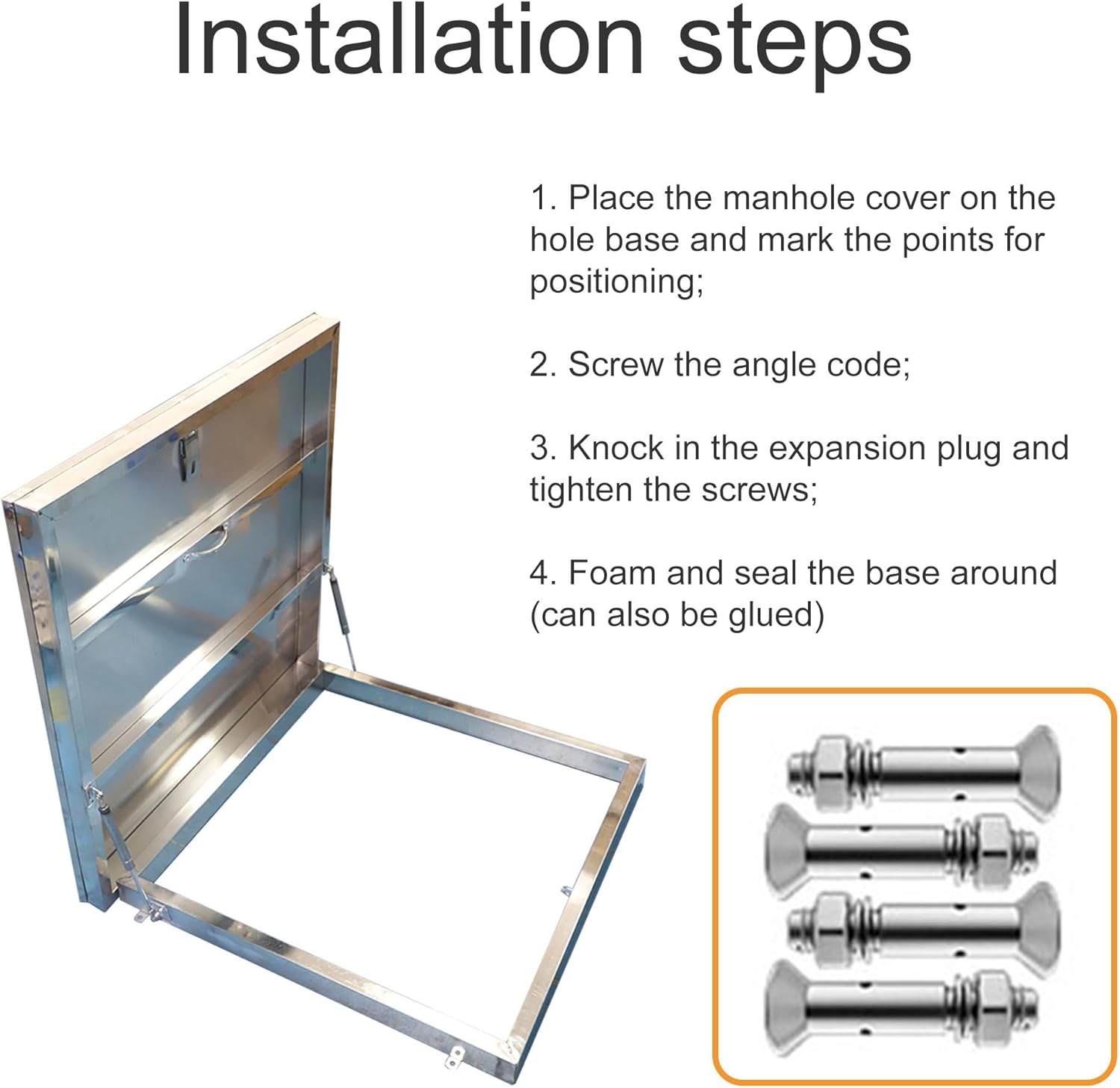 Roof Access Hatch Heavy Duty Stainless Steel Security Door Roof Hatch Skylight Rooftop Hatch Cover Plate for Wellhead Lid, Cellar Cover(Inner 25.6x25.6in/65x65cm)