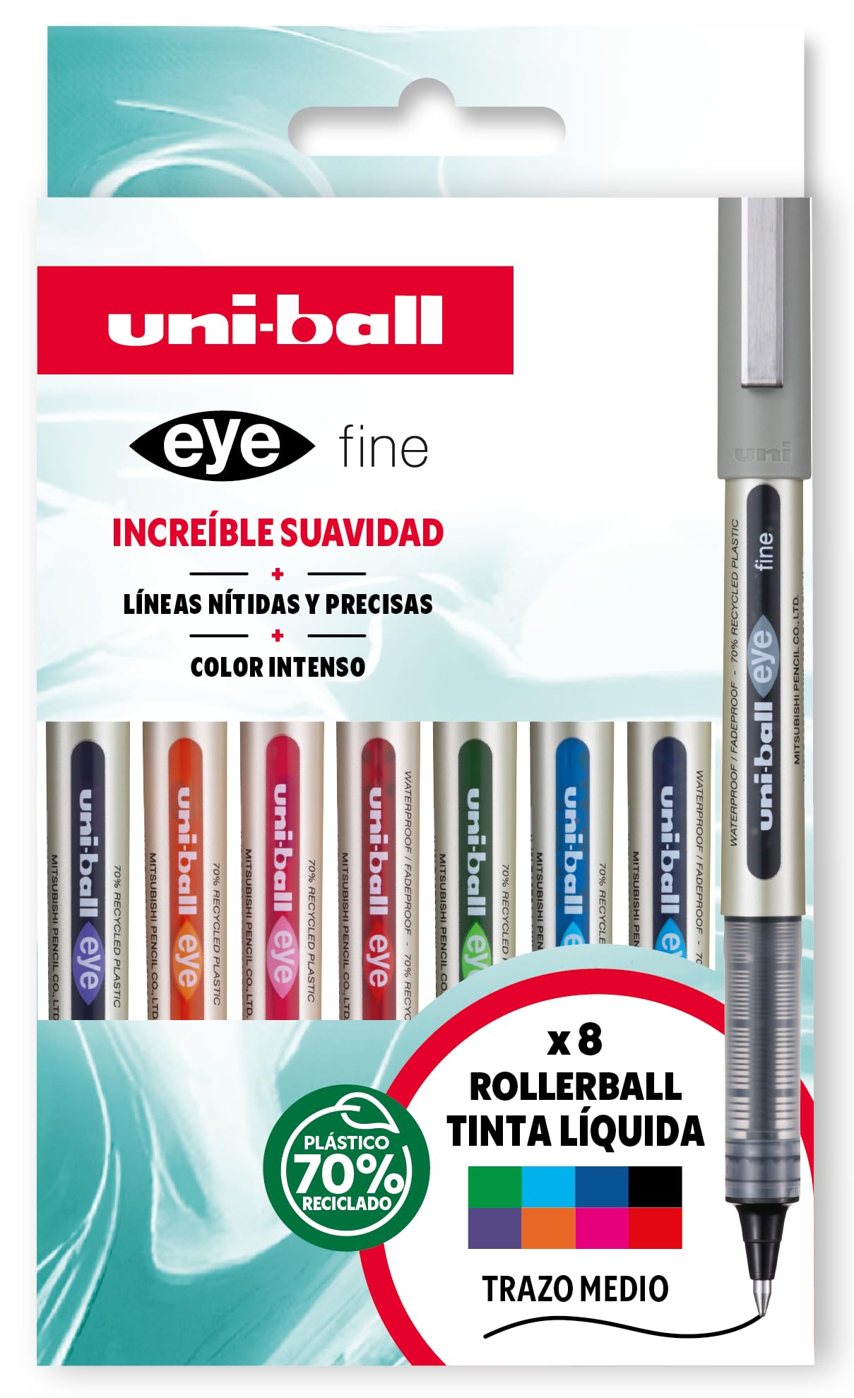 Uni-ball Astuccio Rollers UB-157 inchiostro liquido colori assortiti 8 pz