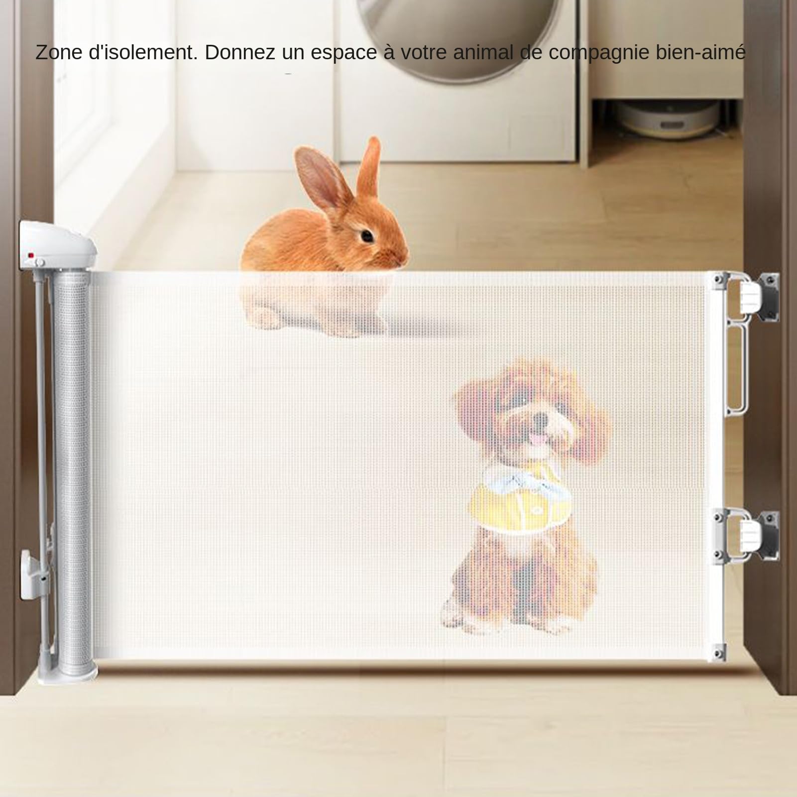 Cancello Retrattile per Porte Recinto Sicurezza 45x150 Cm Per Animali | Barriera per Scale per Cani Per Bambini Cuccioli Porte Interno Esterno Scale A Casa