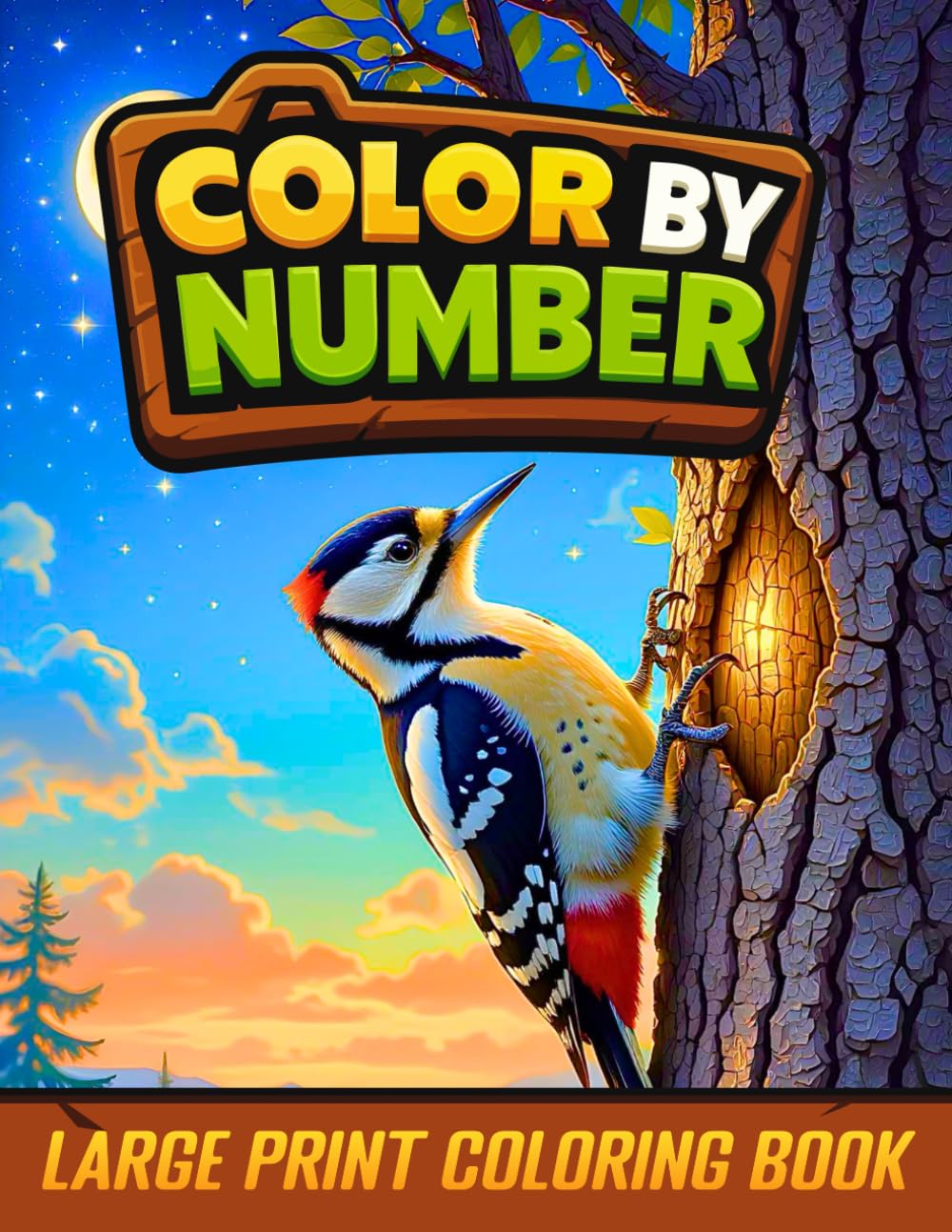 Large Print Color By Number Coloring Book: Large Print Easy Color By Number Coloring Book for Adults Featuring Flowers, Birds, Butterflies, Animals, and Landscapes