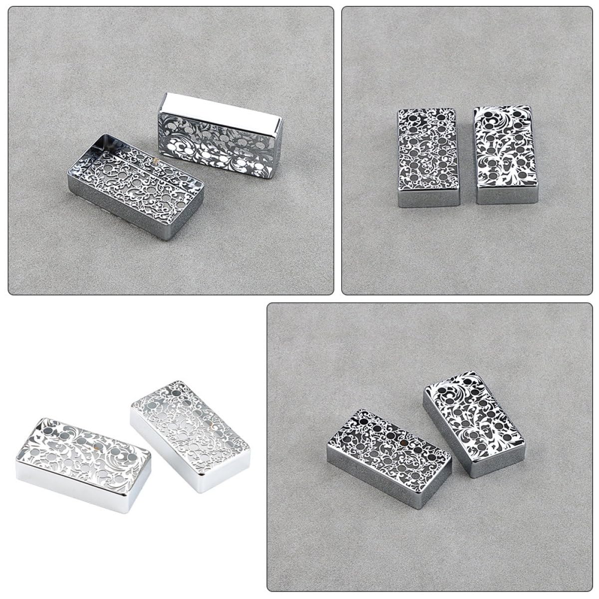 Toyvian Gitarren Tonabnehmerabdeckungen Stilvolles Florales Muster aus Metall in Silber 2 Stück Einfach zu Montieren Verbessern Klangqualität für E-gitarre Zubehör