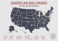 Vista 2 de Póster de béisbol de la Major League + marco magnético, mapa de pasador que marca tus viajes a estadios favoritos de la MLB - Gran regalo