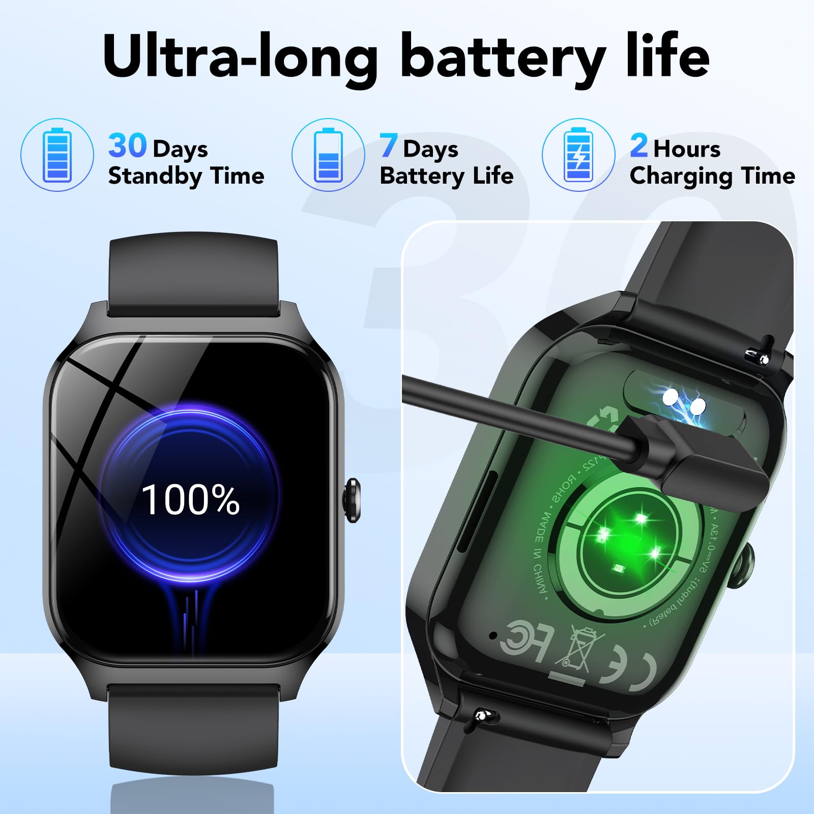 CASCHO Smartwatch Uomo Donna, 1.85'' Orologio Smartwatch con Effettua/Risposta Chiamate, 115+ Sportive Smart Watch con Contapassi/Sonno/Cardiofrequenzimetro, IP68 Fitness Tracker per iOS Android