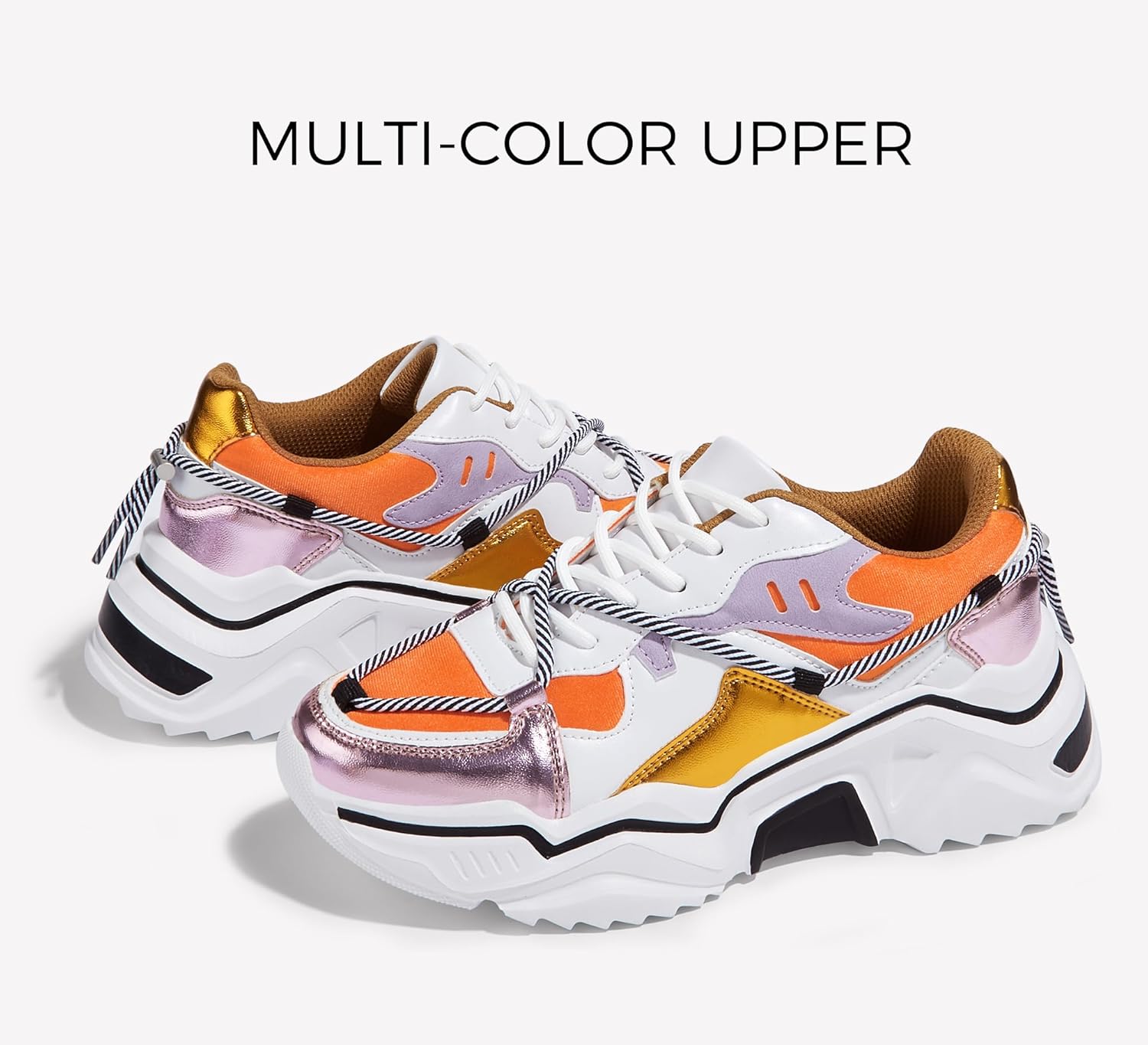 LUCKY STEP Women's Platform Colorful Fashion Sneakers Retro Colorblock Stylish Cute Chunky Dad Walking Shoes - Image 3