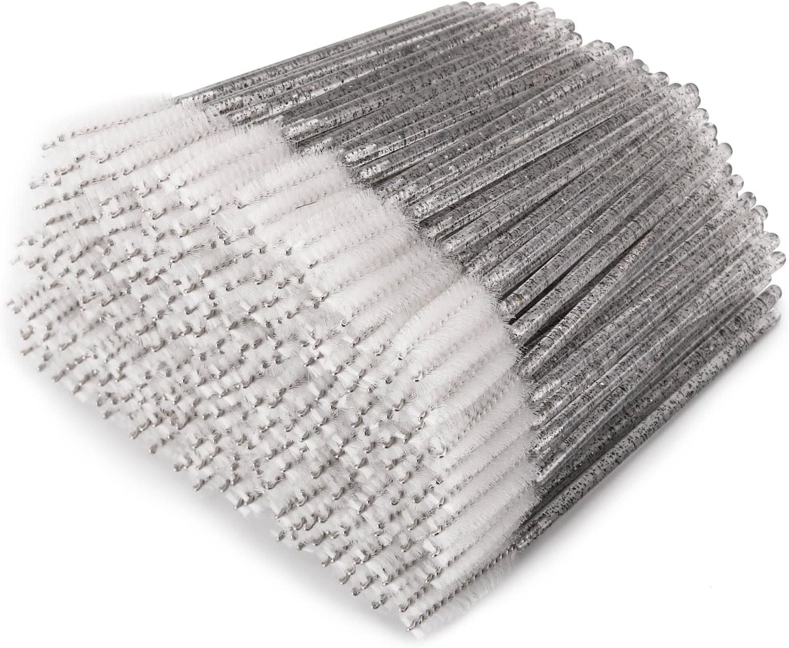 300 Pcs Disposable Spoolies, Mascara Wand Eyelashes Brushes Applicator for Eyebrow Eye Lash Extension Black Stick White Head