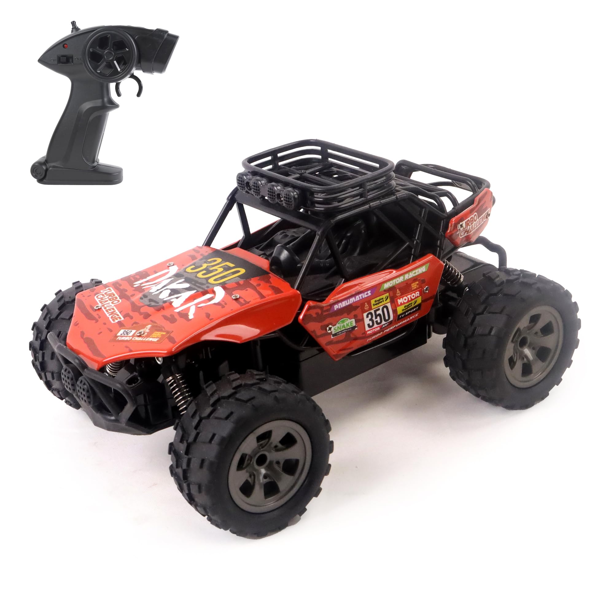 TURBO CHALLENGE - 4x4 - Crawler - 095526 - Voiture Télécommandée - Rouge - 1/18 - Prêt à Rouler - Batterie Rechargeable Et Piles Incluses - Plastique - À Partir De 6 Ans