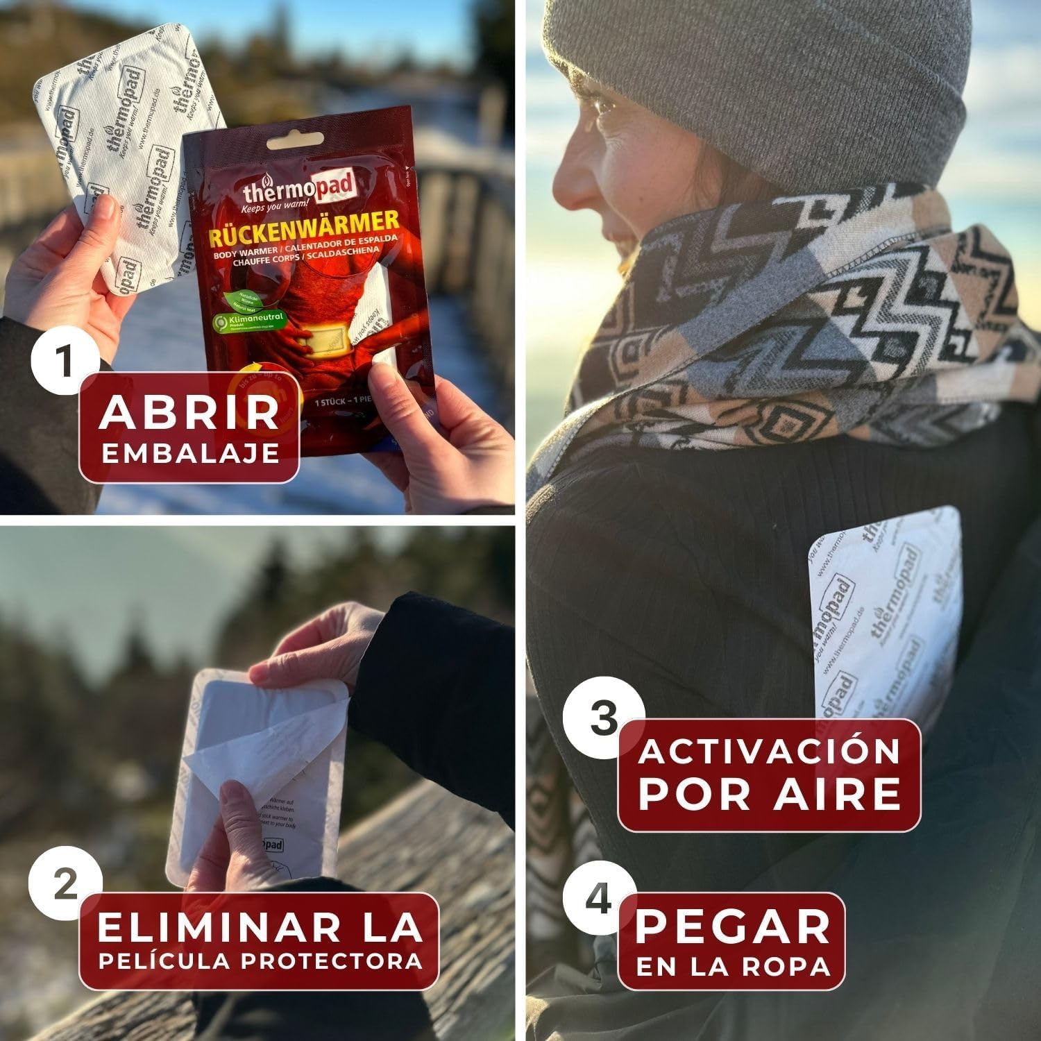 THERMOPAD Calentador de Espalda: 10 Piezas - 12 Horas de Calor - Activado por Aire - Uso inmediato