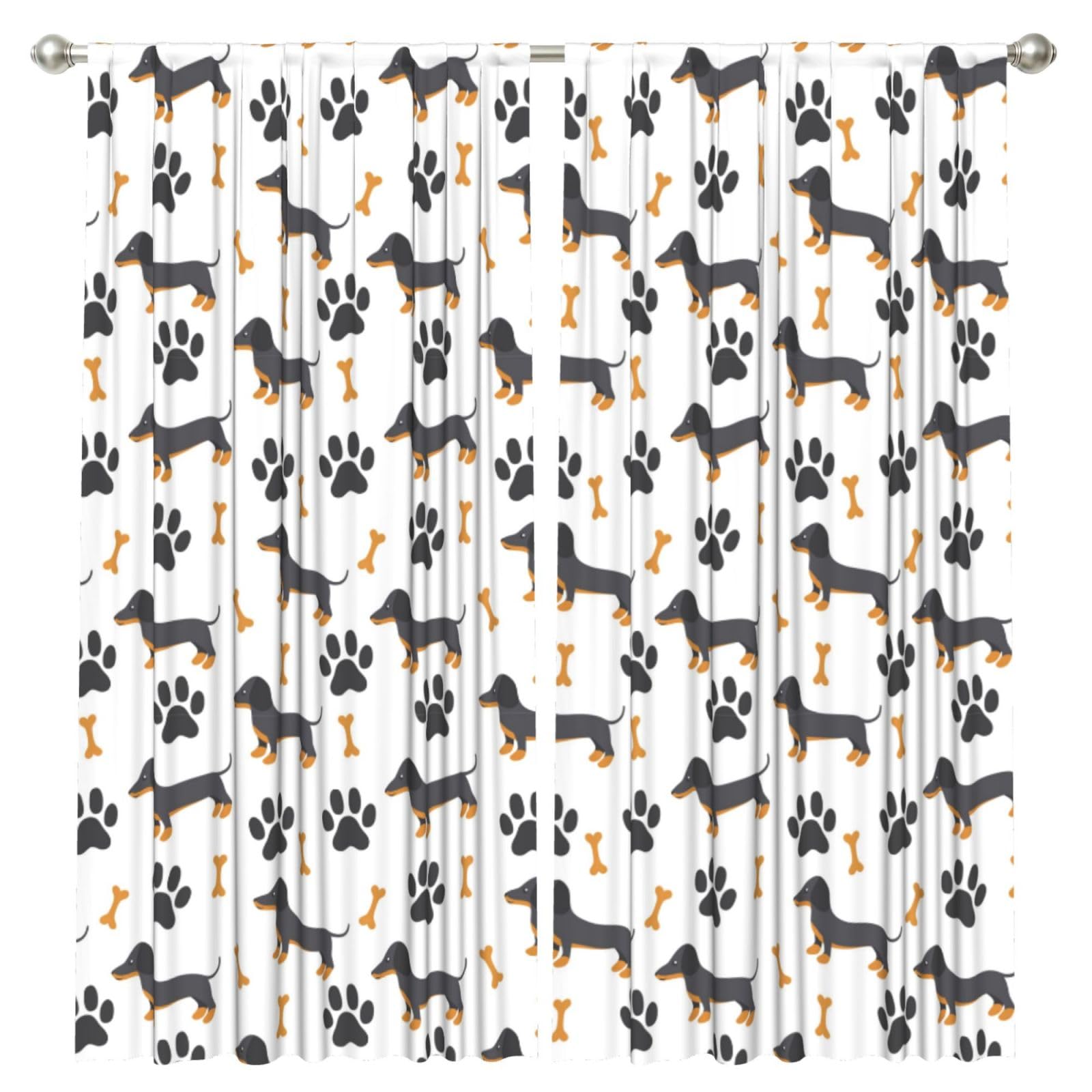 InOmak Dachshund, 2 Panels Window Curtains 52 x 84 Inch Blackout Curtains for Living Room Bedroom