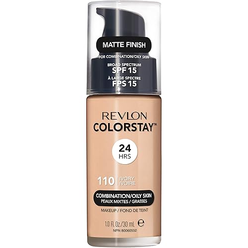 Revlon Colorstay Liquid Foundation Makeup with Pump 110 Ivory Combination/Oily Skin ,1 Fl Oz