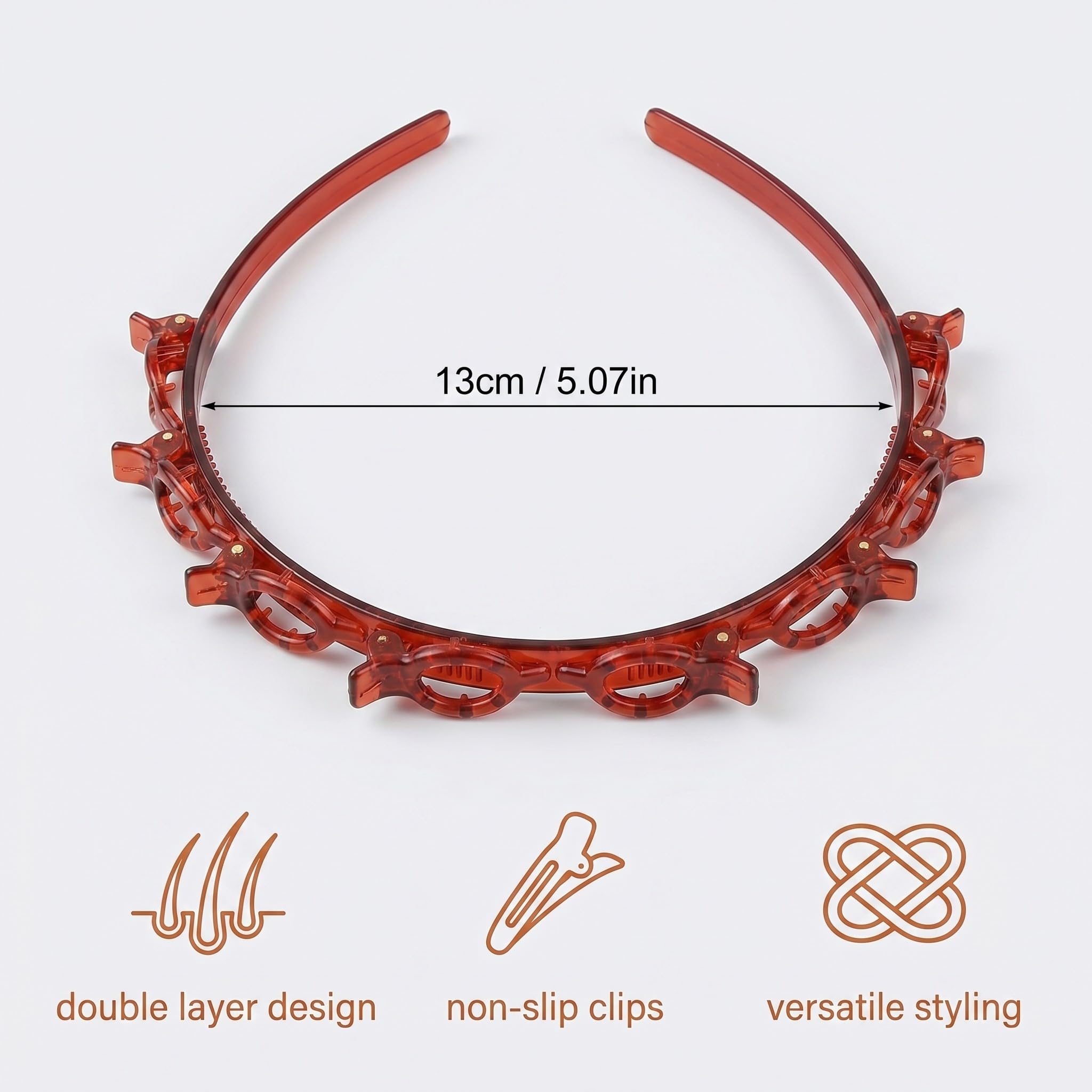 2 Pezzi Cerchietto Con Mollette Incorporate, Cerchietti Per Capelli, Fasce di Plastica per Cerchietto Con Clip
