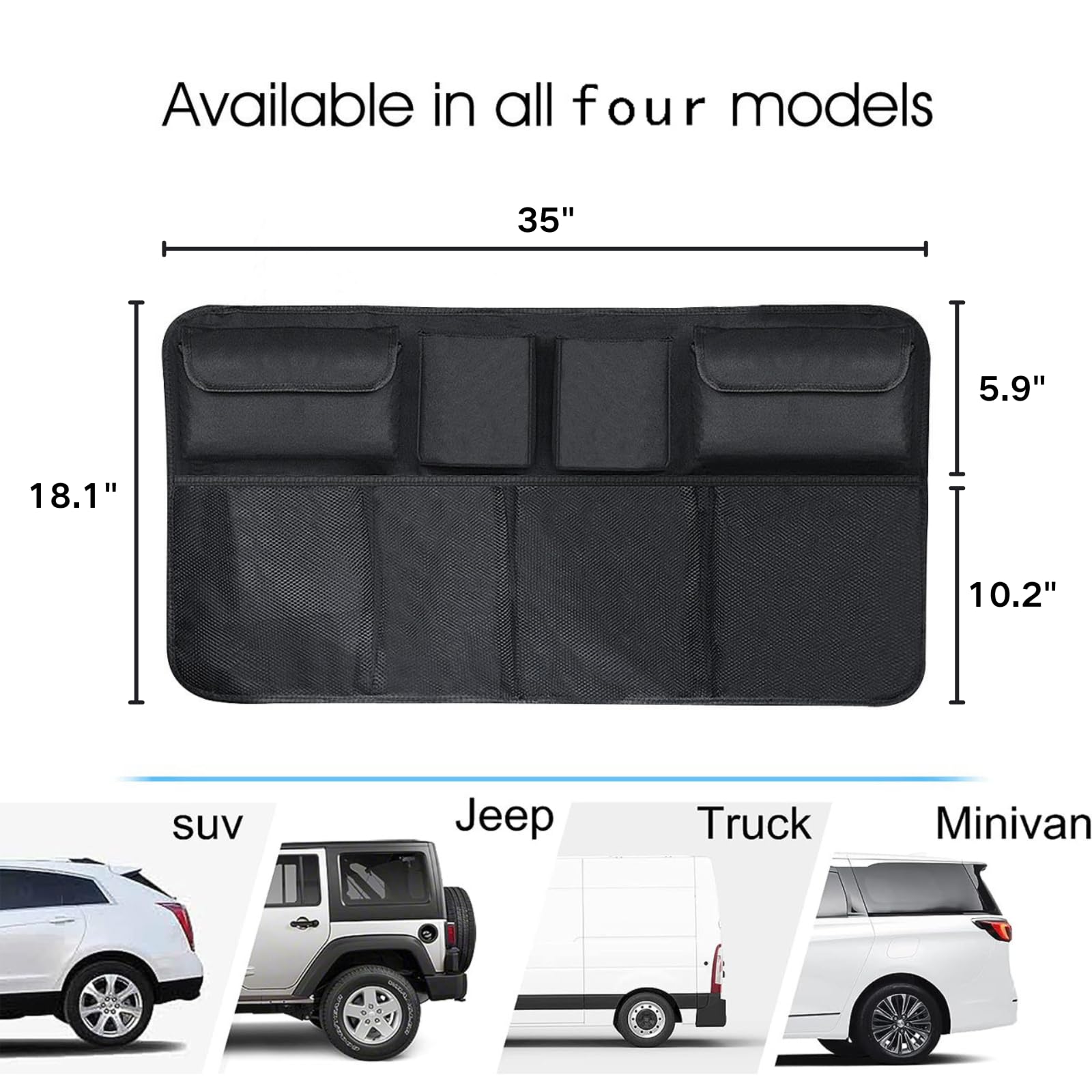 Sunnymark&co SUV Trunk Organizer - Hanging Seat Back Storage with 8 Pockets, Durable & Space-Saving for SUV/MPV/Truck/Jeep