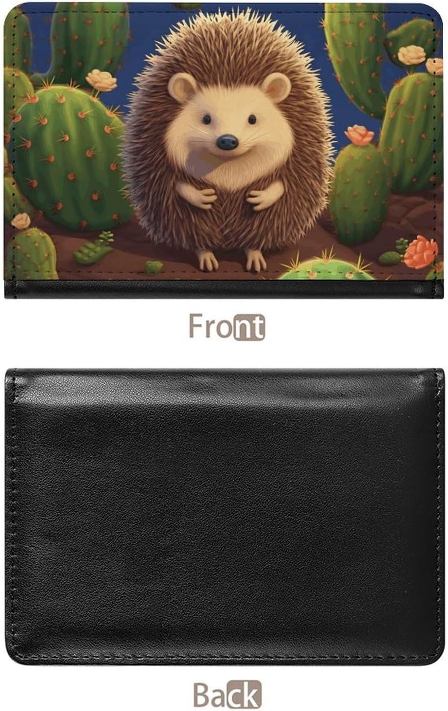 Personalized Hedgehog Cactus Passport Holder Waterproof Passport Protector for Travel Essentials Classic Passport Wallet with Slots PU Leather Passport Cover Holder