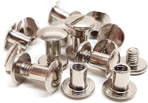 Miniatura 1 de Paquete de 10 tornillos sólidos Chicago de 3/8 pulgadas para reparación de cuero