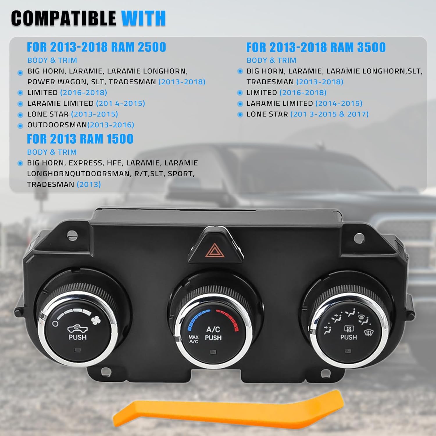 68268189AA Front Climate Heater Control Unit Module A/C Air Conditioning Panel Compatible with 2013-2018 RAM 1500 2500 3500 Replaces# 68105021AC 68105021AD