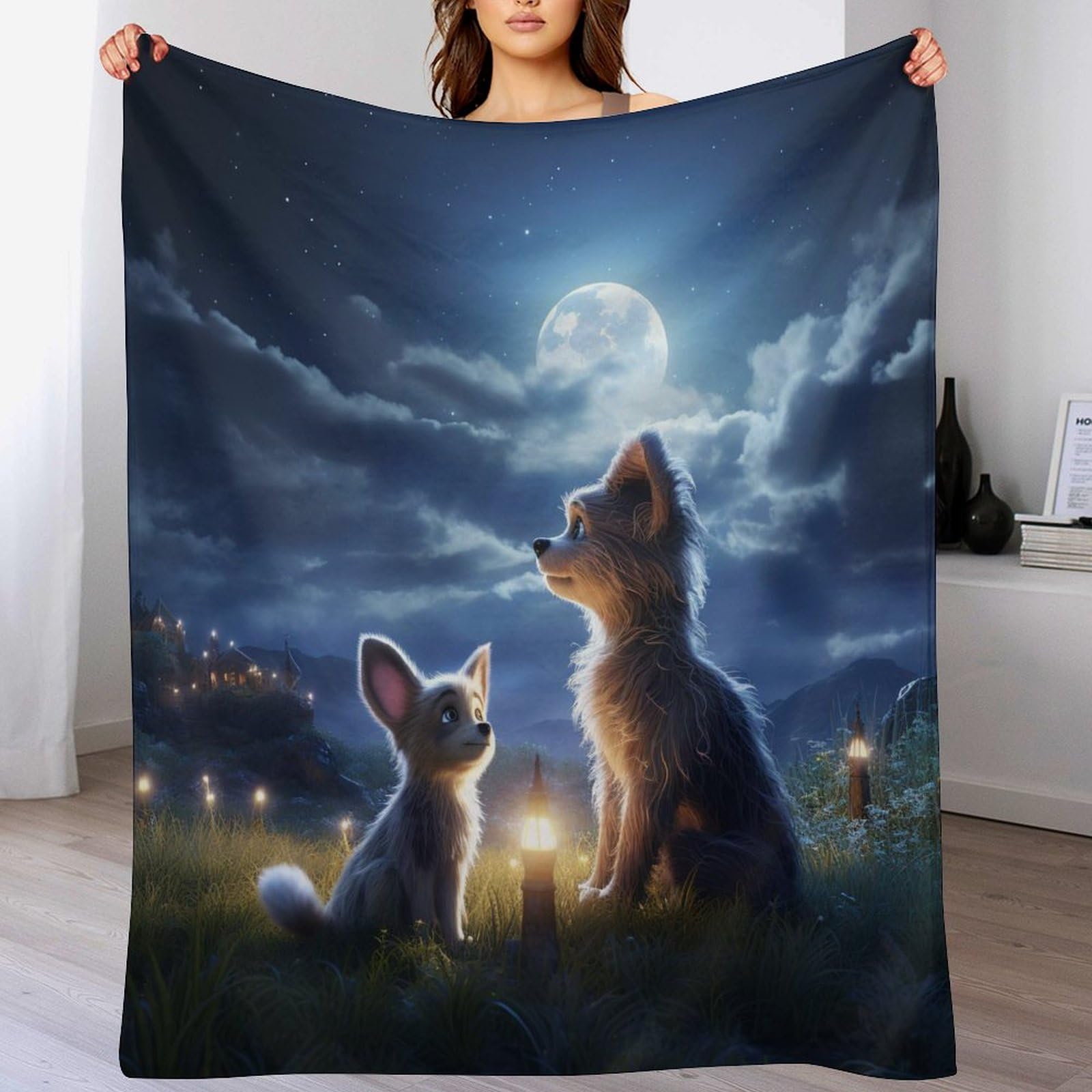 Couverture polaire en peluche renard grand plaid flannel super doux 150x200cm pour lit et canapé