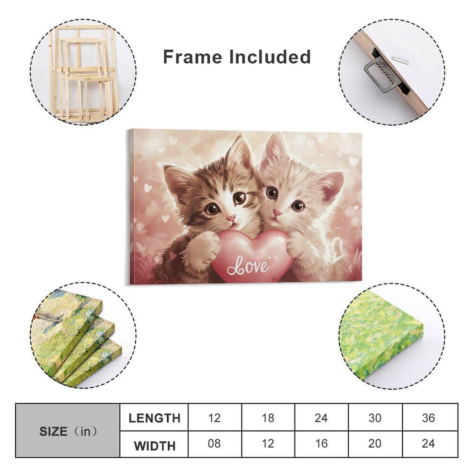 Amazon.co.jp: 絵画 可愛くて愛情深い2匹の子猫インテリア 絵画