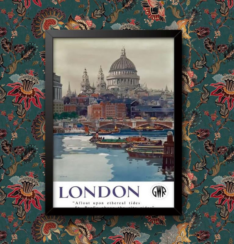 Vintage London St Paul's GWR Great Western Railways Travel Poster Wall Art Print | (A3 Framed - Black Frame)