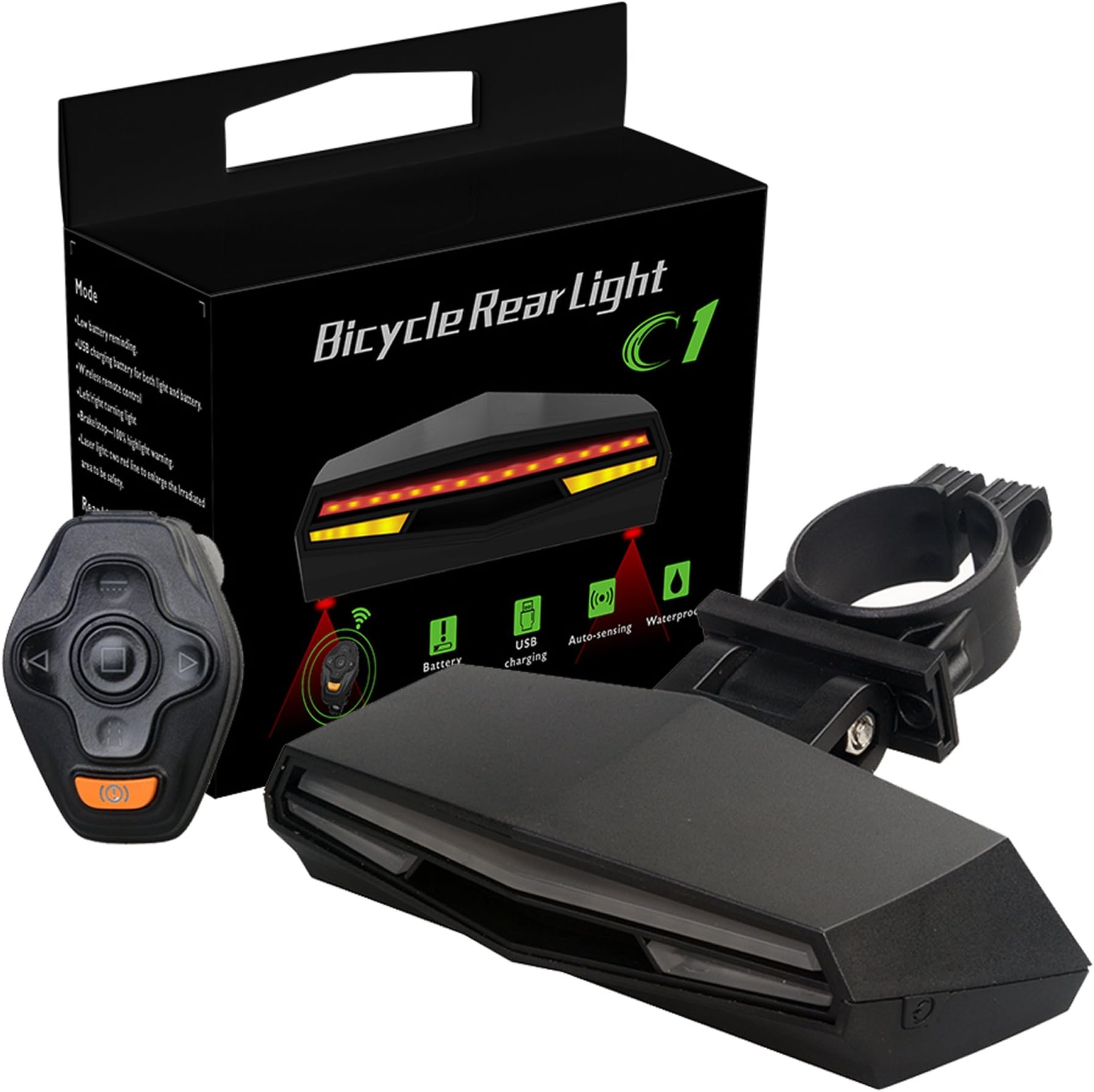 Beatease wireless, waterproof bicycle rear lights with remote control