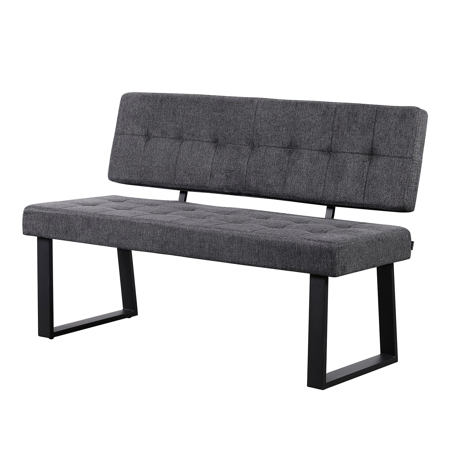B&D home Banc Sigfrid Banc d’Angle avec Dossier Microfibre Anthracite Mousse Froide 140 cm