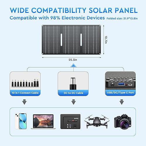 Vista 6 de powkey Generador con energía solar de 100 W, estación de energía portátil de 97 Wh con paneles solares de 30 W incluidos, banco de energía de carga