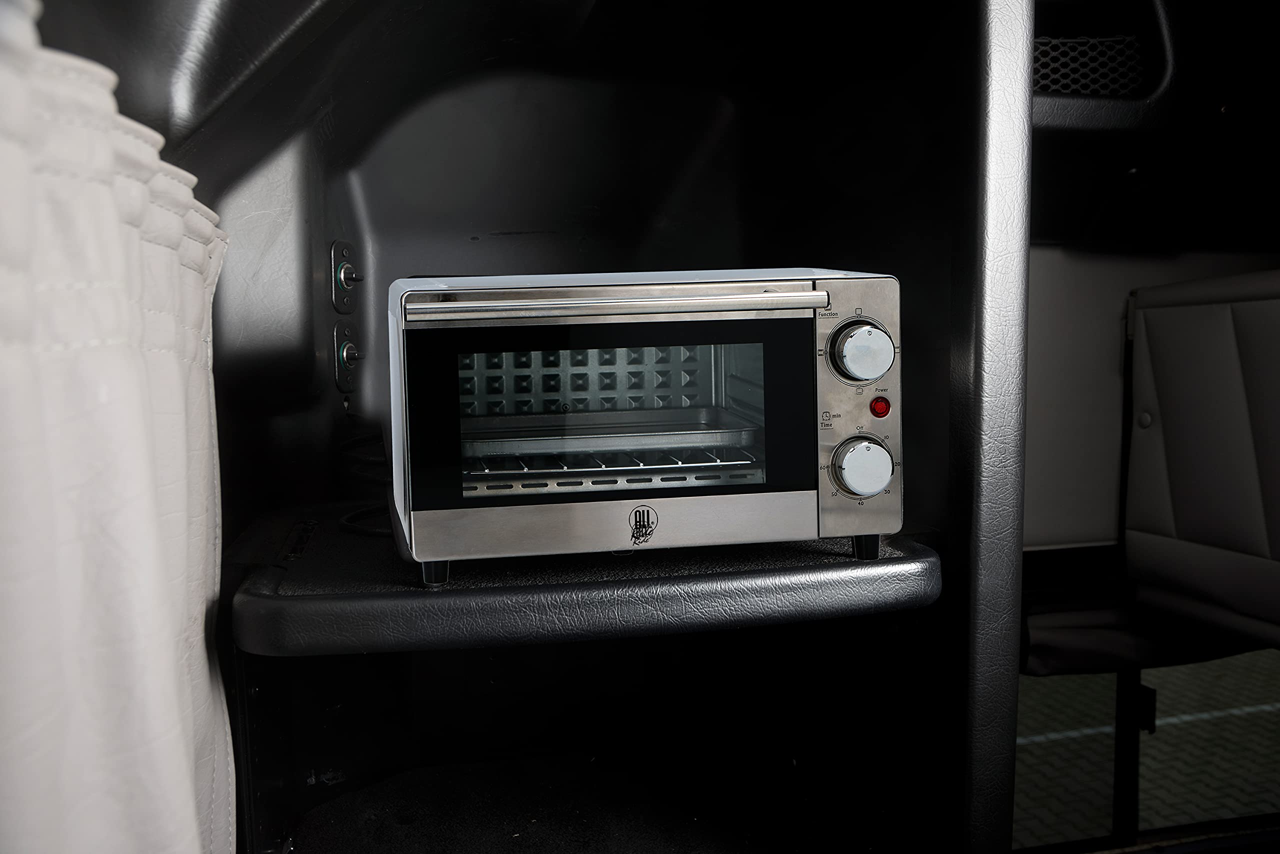 All Ride Mini Backofen - 24 Volt über Zigarettenanzünder - für unterwegs: LKW, Wohnmobil oder Boot - 300 Watt - 9 Liter - Edelstahl