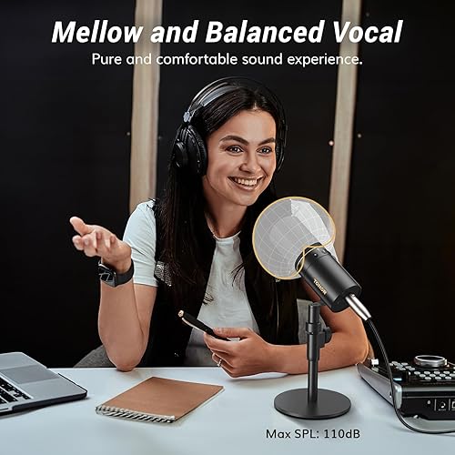 Miniatura 2 de TONOR Micrófono dinámico, micrófono XLRUSB para podcast, grabación, transmisión, juegos, micrófono de estudio cardioide XLR con silencio rápido,