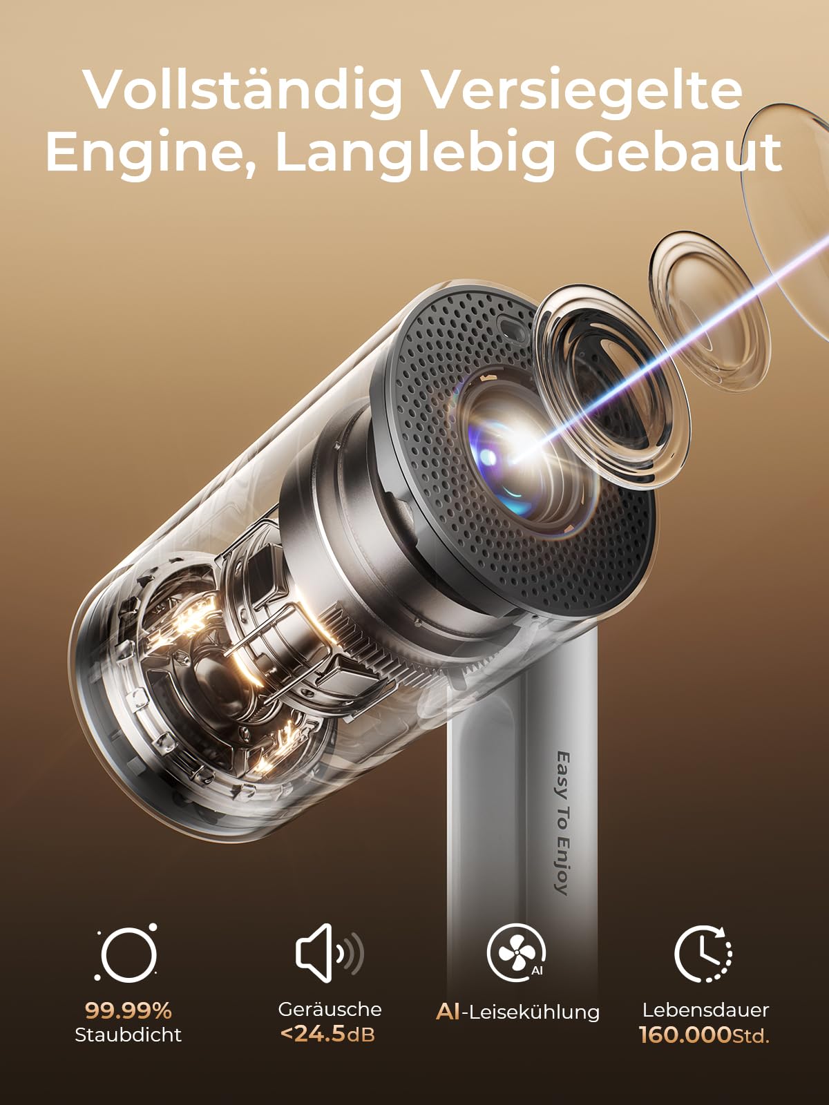 Mini Beamer mit Google TV/Netflix offiziell, ETOE Sternenhimmel-Projektor mit Autofokus/Keystone, FHD 1080P, Sprachsteuerung, Vollständig Geschlossen, 140° Schwenkbar, Nachtlicht für Schlafzimmer