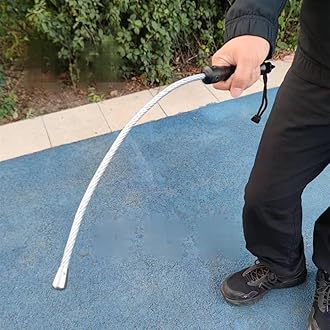 Self Defense Steel Whip with Window Breaker 17.5 inch Handle 18-29 inch Retractable Cable Black Carrying Case