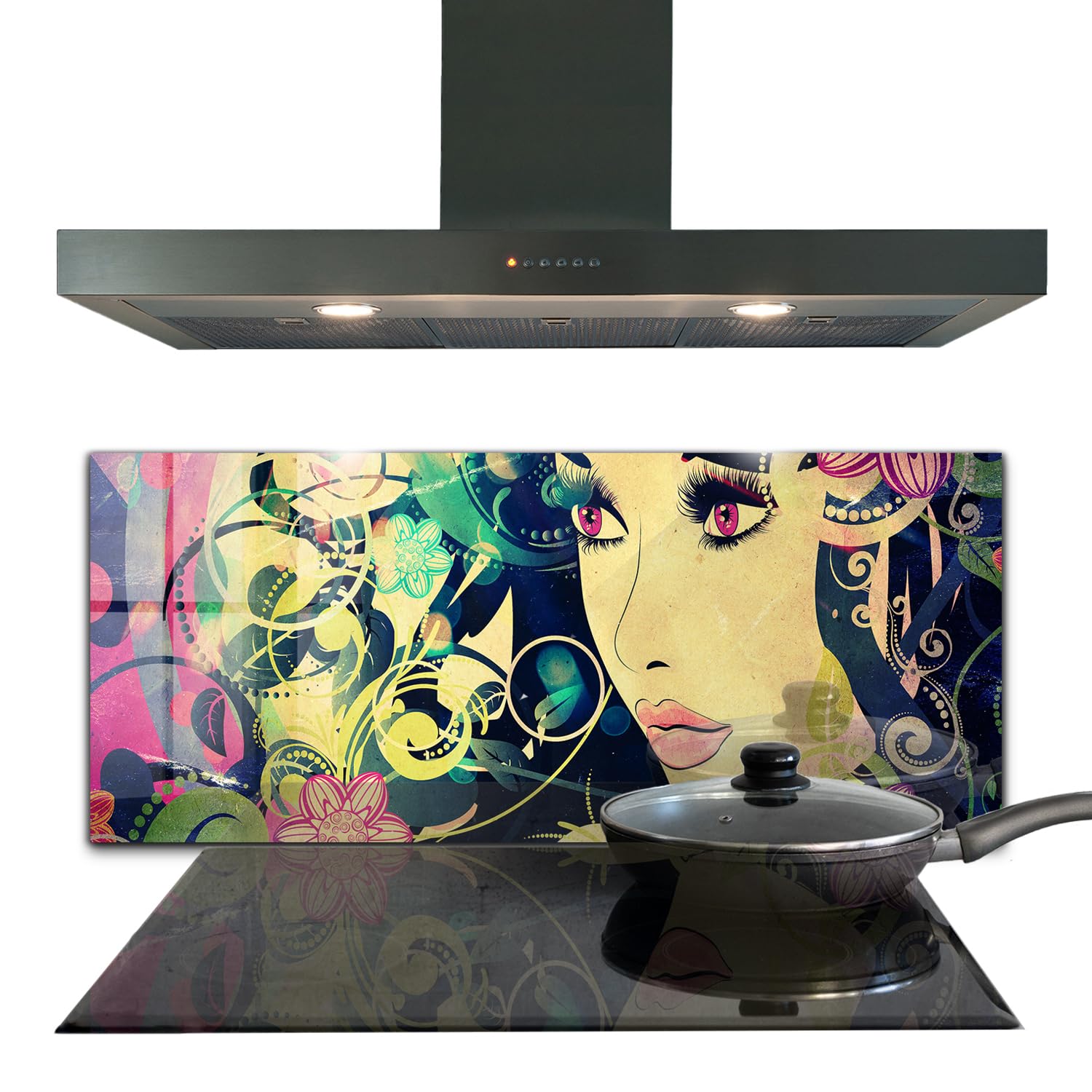 Verre trempé de cuisine 125x50 cm panneau autocollant haut de gamme design