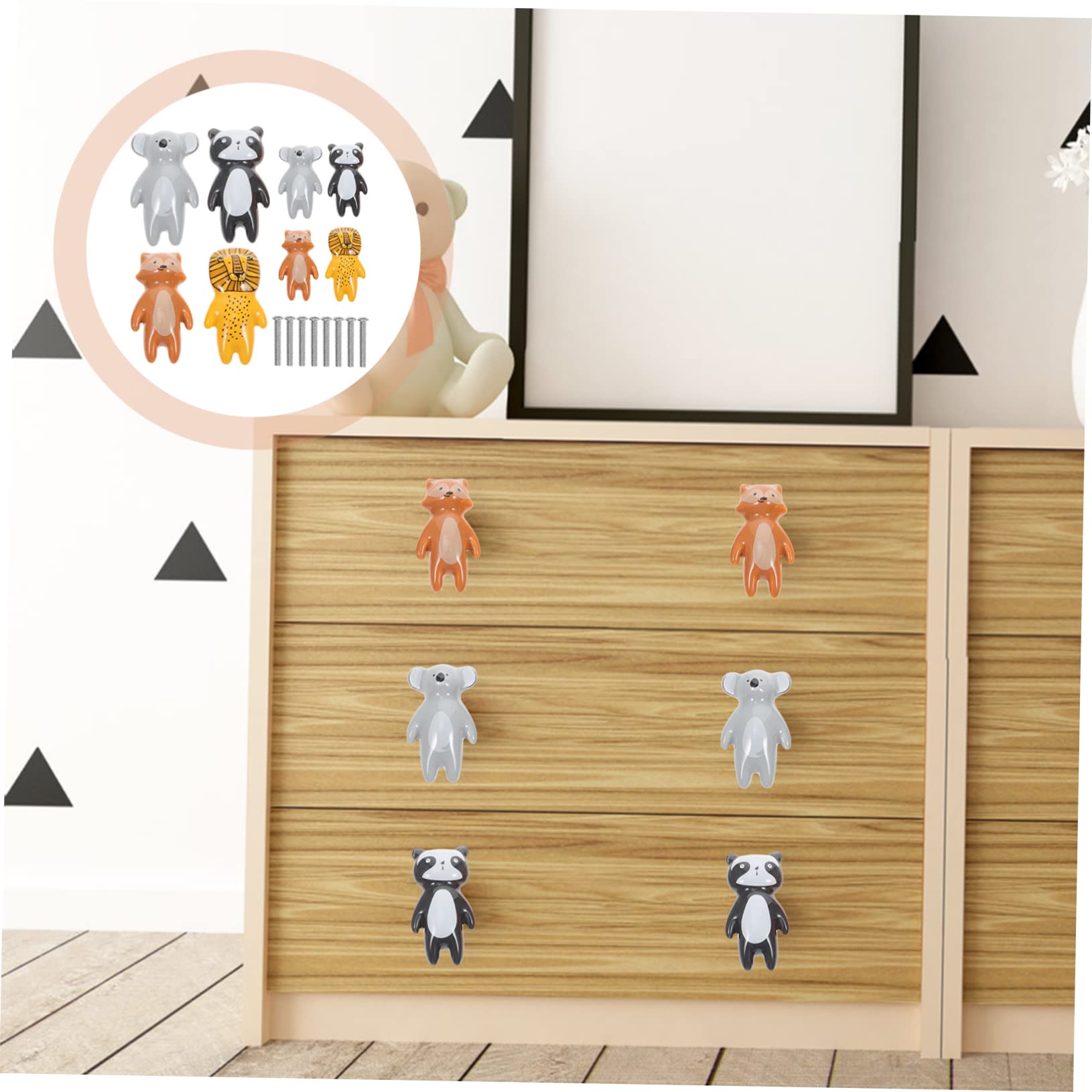 Pomelli per Mobili in Ceramica, 8 Pezzi, Animali Cartoni, Facili da Installare, Decorativi, per Armadi e Cassetti, Cameretta Ragazzo Ragazza