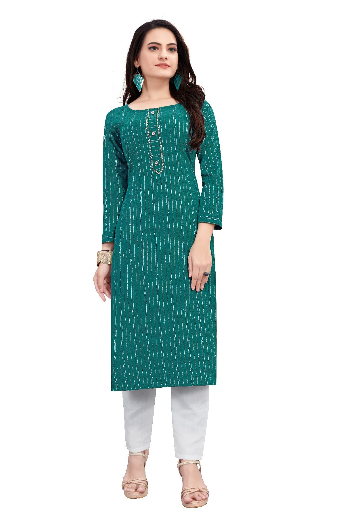 AVAKAR Rudra Enterprise Womens Solid Cotton Blend Straight Kurta�(Color-)�Size-