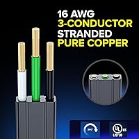 Vista 6 de Maximm Cable de extensión de enchufe plano giratorio de 360°, 0.3 m, 16 AWG, múltiple, extensión de salida, cable de conexión a tierra de 3 puntas