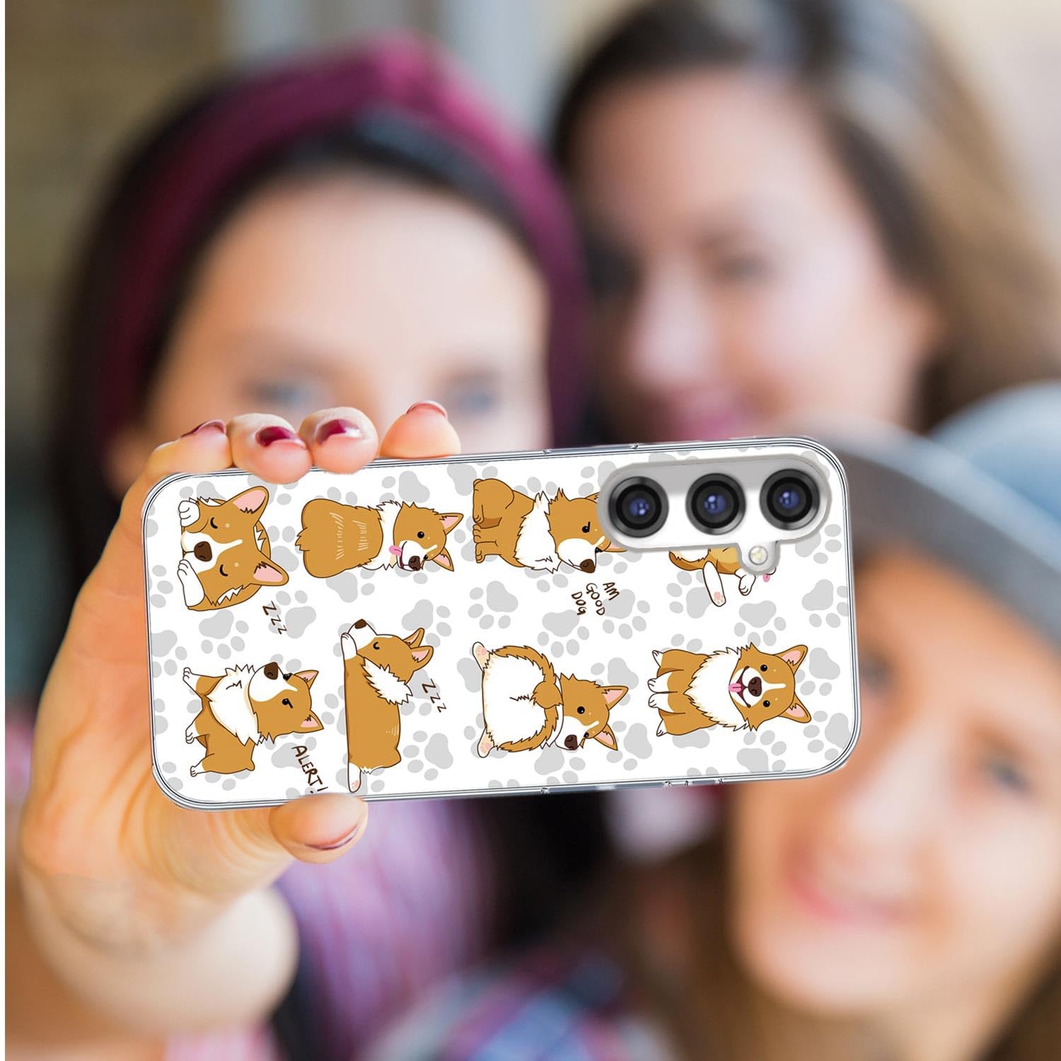 Shockproof Slim Soft TPU Clear Protective Cover Case for Samsung Galaxy S24 Plus / S24+, Cute Anime Cartoon Animal Pet Dog Corgi Design - Image 7