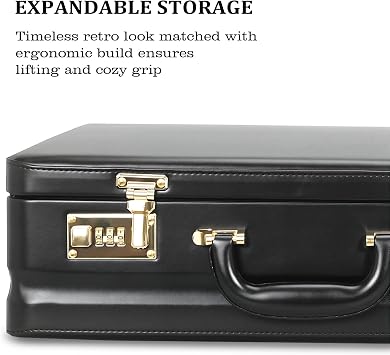Briefcases for Men,Combo Lock & 16in Laptop Compartmen,Expandable Space,Multi File Organizer, WP Leather,Perfect for Office, TravelBlack