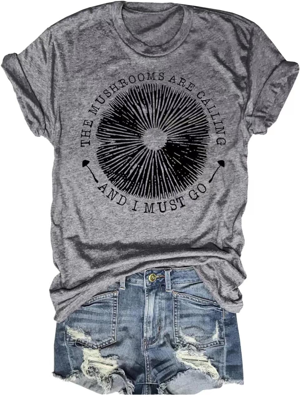 Mushroom T-Shirt for Women Funny Cute Vintage Mushroom Graphic Tees Tops