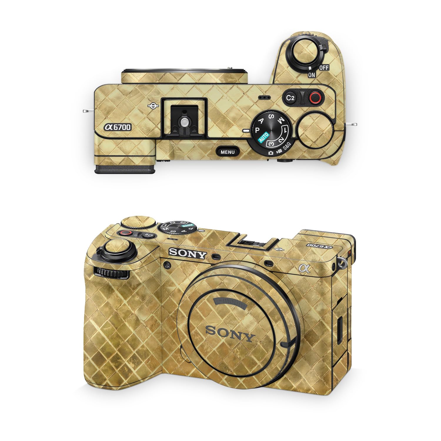Camera Skin Compatible with Sony A6700 Mirrorless Camera (2023) - Gold Tiles - Premium 3M Vinyl Protective Wrap Decal Cover - Easy to Apply | Crafted in the USA by MightySkins