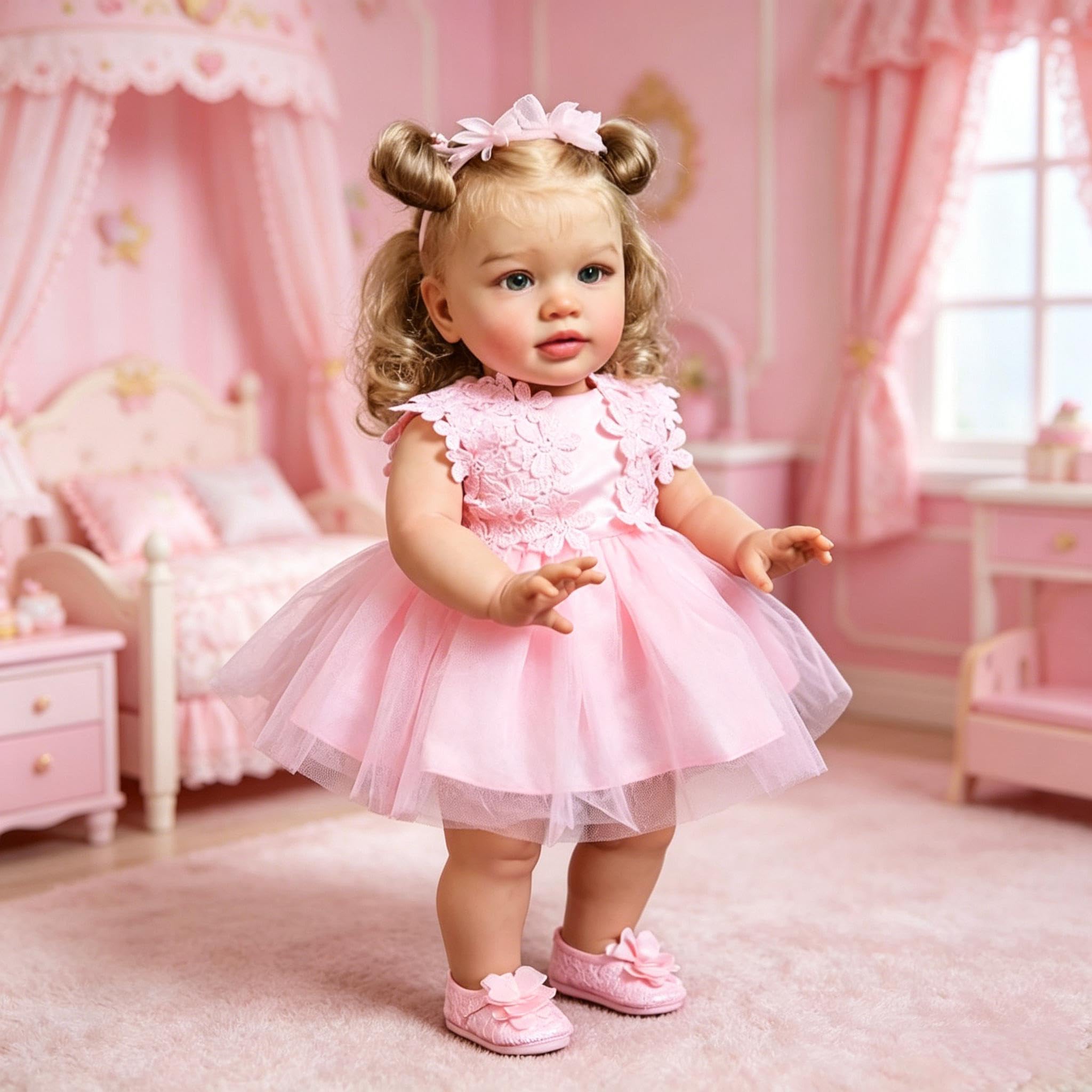 RXDOLL Realistische Reborn-Babypuppe, Mädchen, 66 cm, handgefertigt, Reborn-Kleinkind-Puppe mit weichen Vinyl-Gliedmaßen, Stoffkörper, lebensechte Neugeborenen-Puppen, Weihnachtsgeschenk