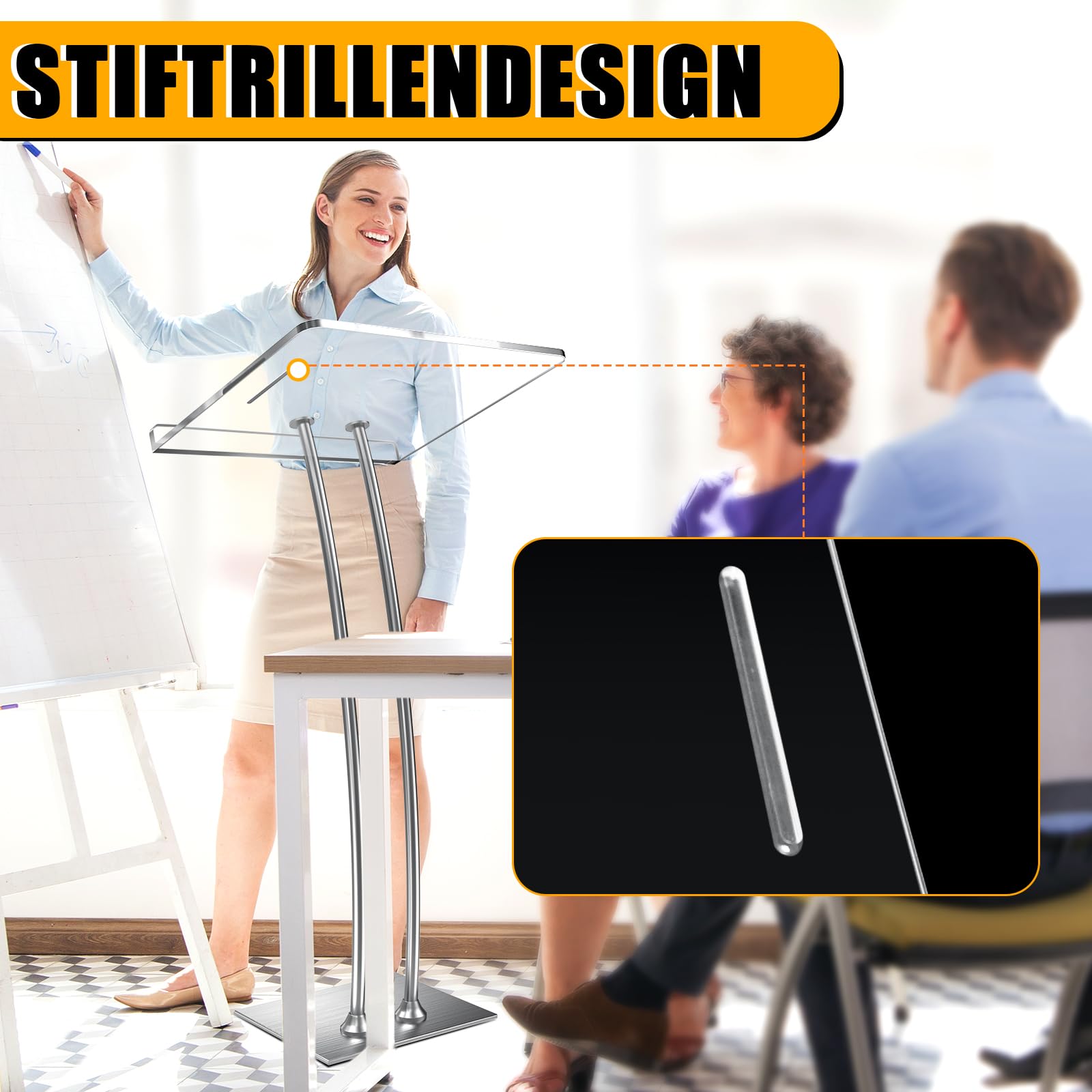 Afitdon Podium en Acrylique avec Fond Stable et Fente pour Stylo, pupitre d'église avec Plateforme de Lecture en Acrylique épais de 10 mm d'épaisseur, Support de Podium pour église, conférence