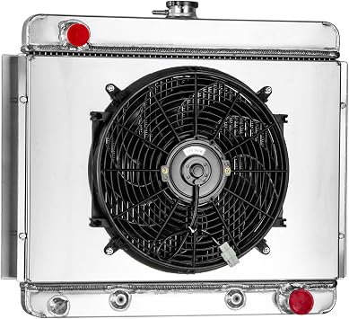 3 Row Aluminum Radiator+Shroud Fan for 1962-1967 Chev Chevy II Nova SS, 3 Core Downflow Radiador Automotive Replacement Engine Radiators 1963 1964 1965 1966#CUC6267