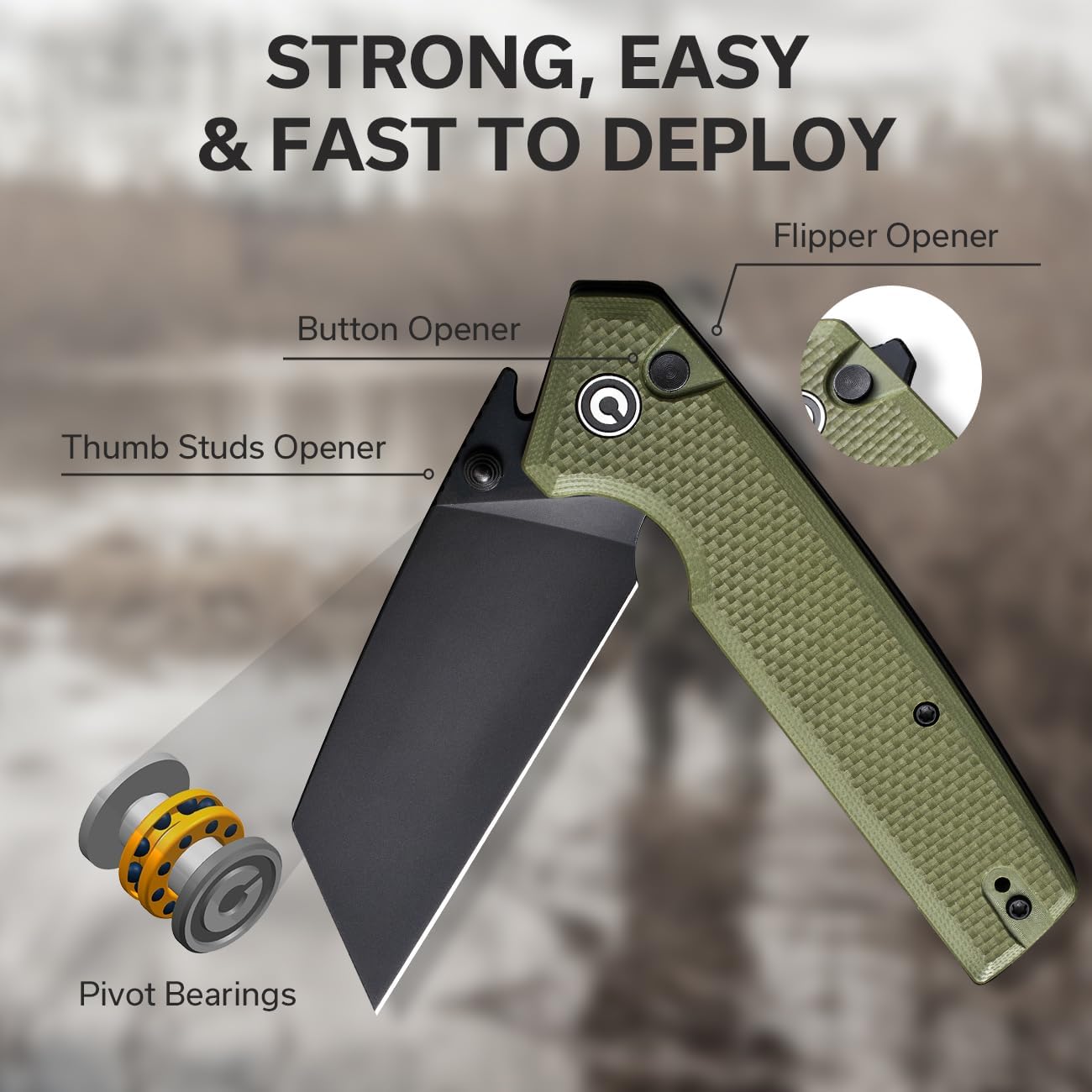 CIVIVI Amirite Pocket Knife, Folding Knife with 3.48" Nitro-V Modified Wharncliffe Blade G-10 Handle, Button Lock Knife For Men Gift C23028-3