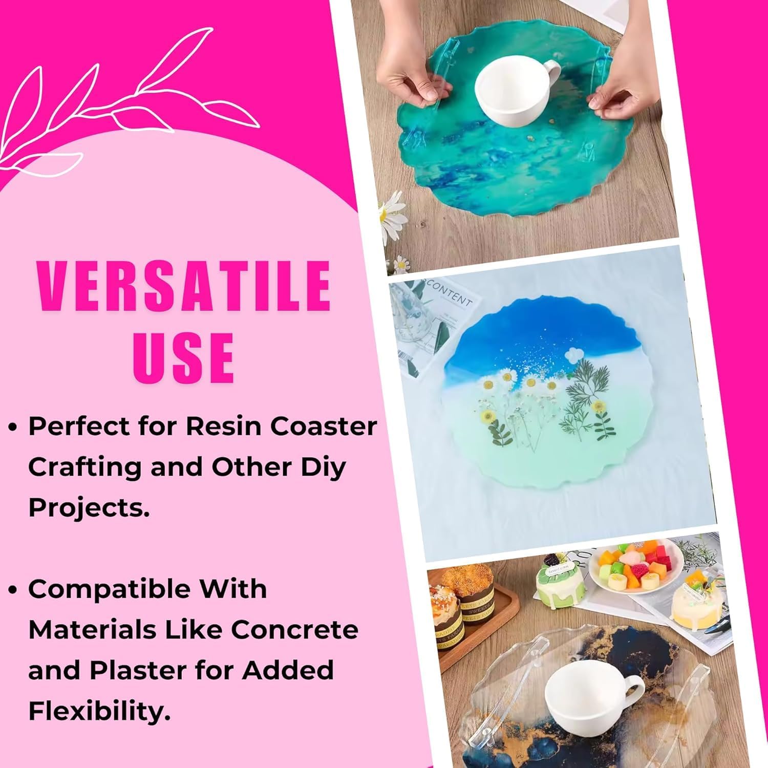 Brille Bee 8 Inch Silicone Resin Mold for Coaster Making – Round Agate DIY Epoxy Casting Mold for Resin Art, Jewelry, Cup Mats & Home Décor (8 inch,1 pcs Agate) 2