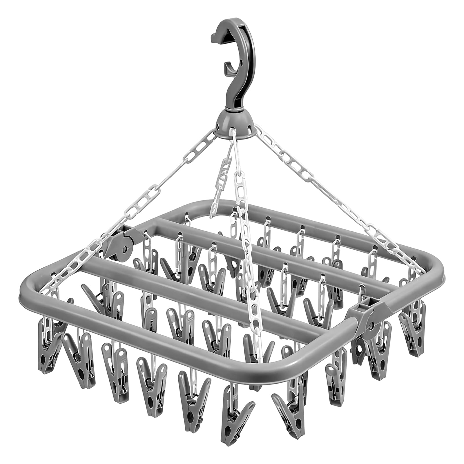 ZY-otu Foldable Sock Dryer with 32 Clips | Multi-Functional Rotary Wind-Sock & Clothes Drying Hanger | Ideal for Socks, Underwear, Bras, Baby Clothes | Laundry Drip Airer with Pegs for Washing Line