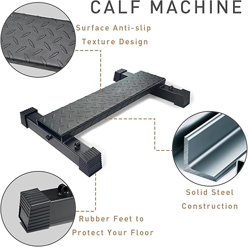 Miniatura 5 de Barra de elevación de pantorrilla de acero multifuncional, bloque de elevación de pantorrilla ancha para estiramiento de pantorrillas, plataforma