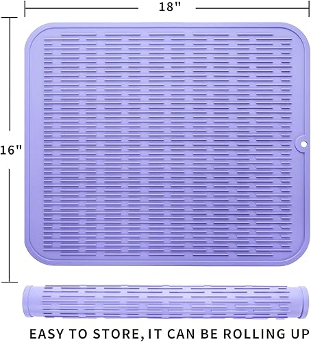 Miniatura 332 de Tapete de silicona para secado de platos para múltiples usos, fácil de limpiar, ecológico, resistente al calor, tapete de silicona para encimera